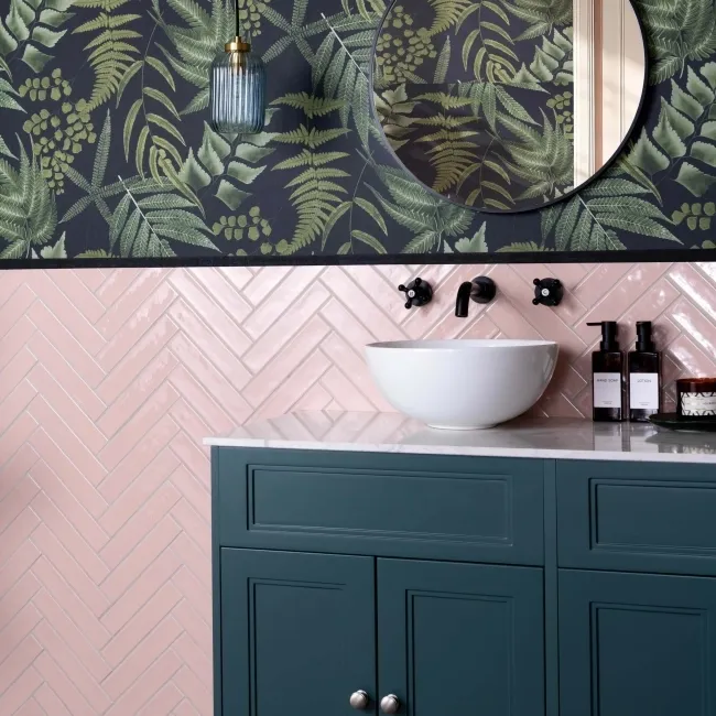 Ivybridge Baby Pink Gloss Metro Wall Tiles 250x50mm