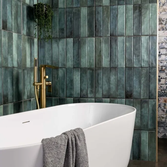 Lazio Green Gloss Brick Effect Wall Tiles