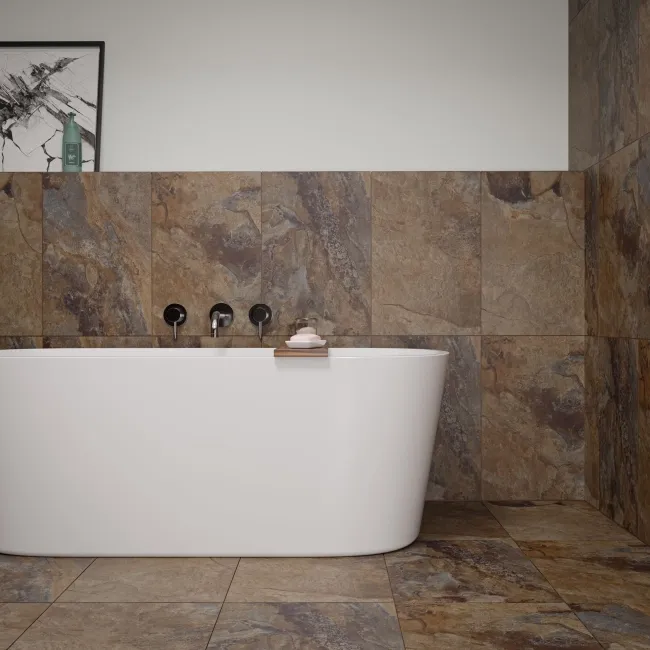 Lockstone Mocha Brown Slate Effect Wall and Floor Tiles