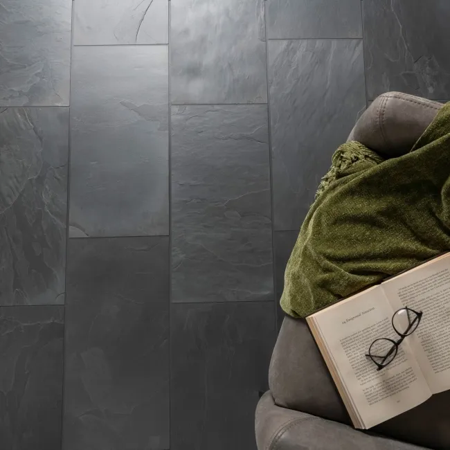 Mahal Black Brushed Slate Tiles