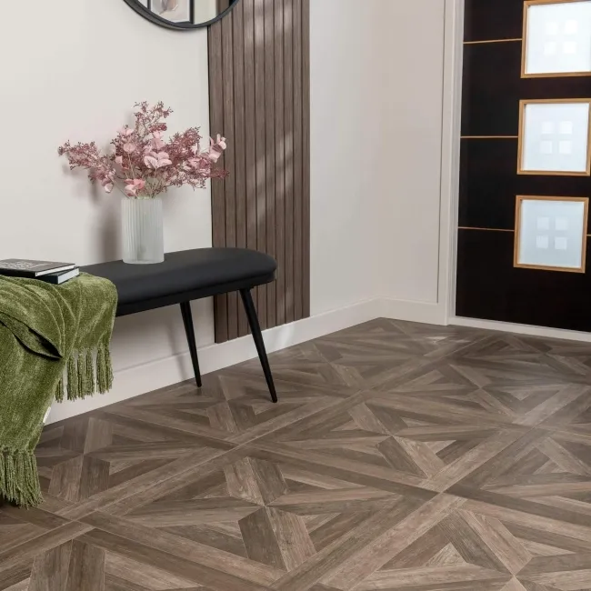 Empire Dark Oak Parquet Wood Effect Porcelain Floor Tiles