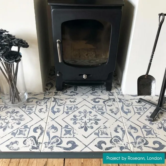 Harran Antique Vintage Blue Pattern Floor Tiles