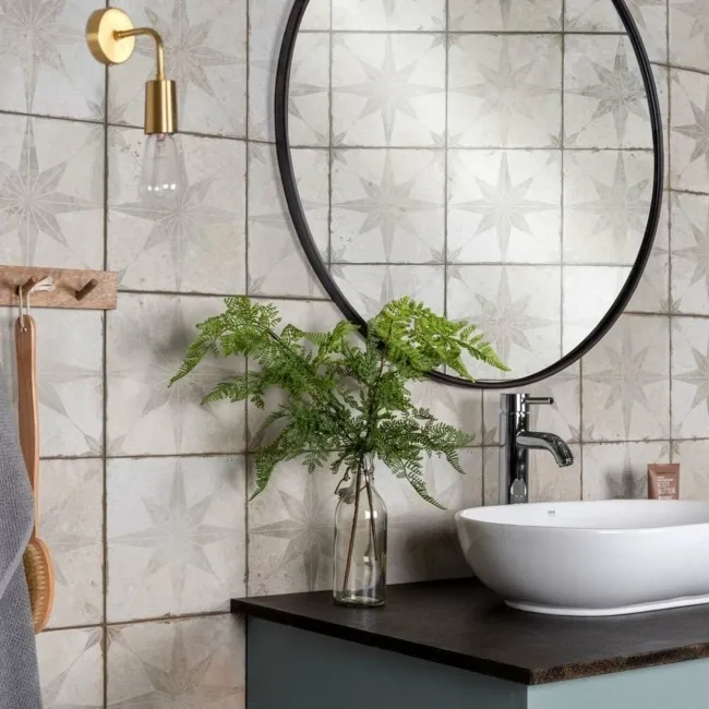 Scintilla Silver Grey Star Pattern Tiles