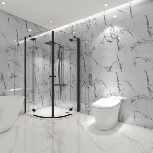 Trepanel Aqua Luxe® Calacatta Marble Effect Satin Embossed SPC Wall Panel 4 Pack (Covers 2.80 SQM)