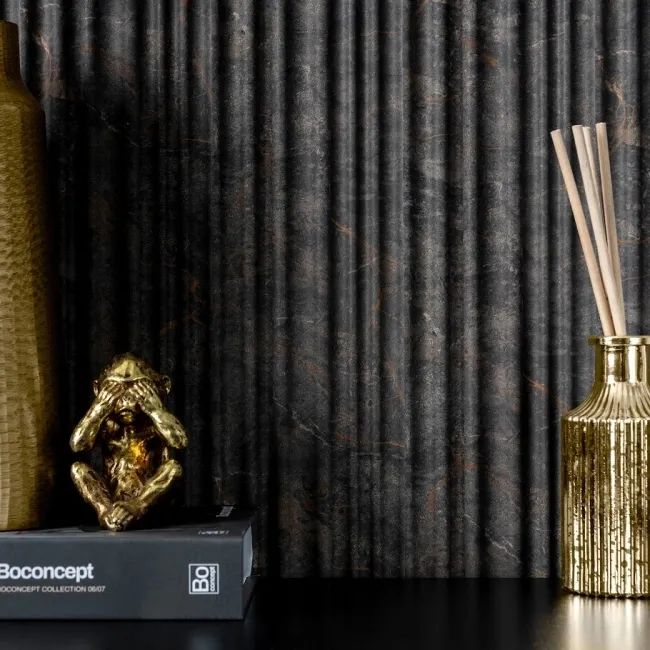 Trepanel Aqua 3D® Waterproof Dark Grey/Gold Marble Effect Grooved Wall Panel 3 Pack (Covers 0.87 SQM)