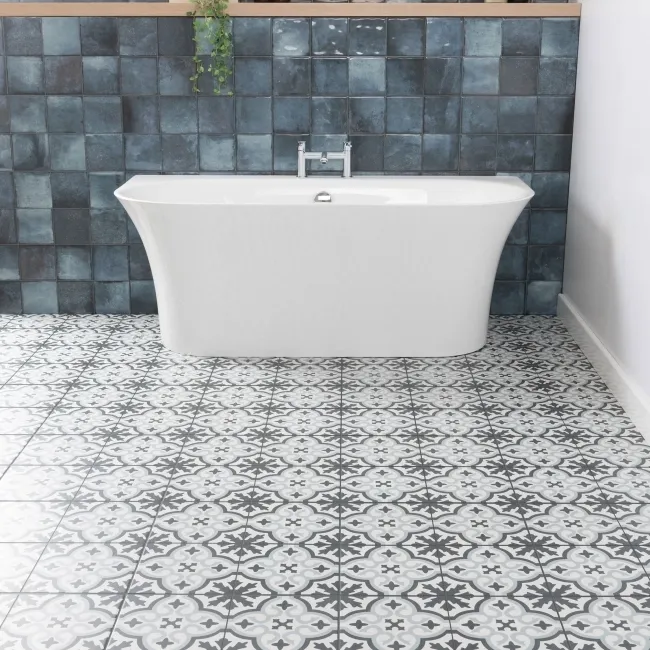 Zara Blue Porcelain Matt Patterned Floor Tiles