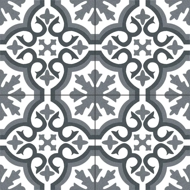 Zara Dark Grey Porcelain Matt Patterned Floor Tiles