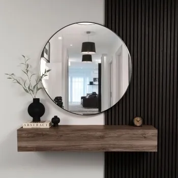 Trepanel Customise® Aluminium Framed Round Mirror Matt Black 1000mm