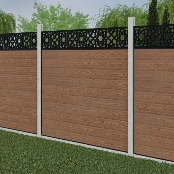 LuxeLine Composite Fence Panel Teak - Moroccan Decorative Screen for Own Post
