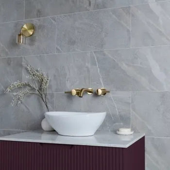 Devoke Light Grey Matt Stone Effect Wall and Floor Tiles 597x297