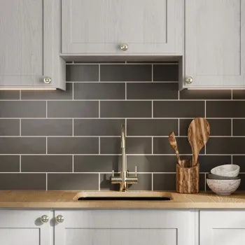 Linear Dark Grey Matt Brick Shape Wall Tiles 300x100