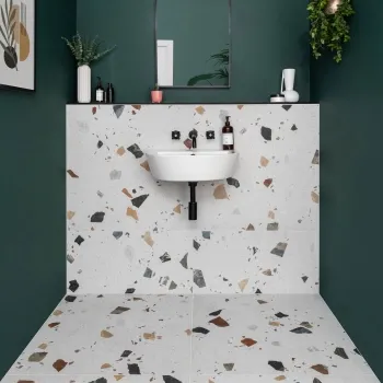 Sorrento White Matt Terrazzo Effect Wall and Floor Tile
