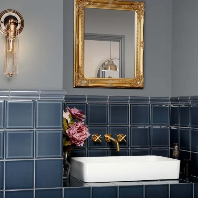 Capsule® Dark Blue Grey Gloss Bevelled 150x150 Wall Tiles