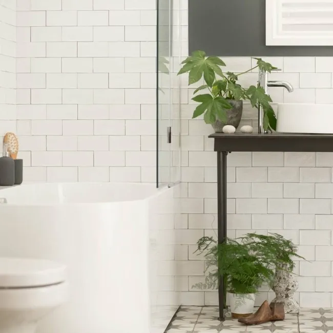 Rustic Ceramic White Gloss Mini Metro Wall Tiles