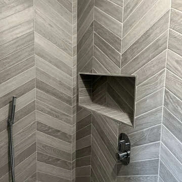 Bonsai Chevron Smoky Grey Wood Effect Porcelain Wall and For Tiles
