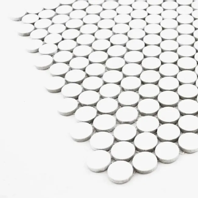 Pixel White Circular Porcelain Gloss Mosaic 19mm Tiles