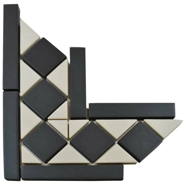 Churchill Snow & Midnight Black and White Matt Mosaic Corner Tiles