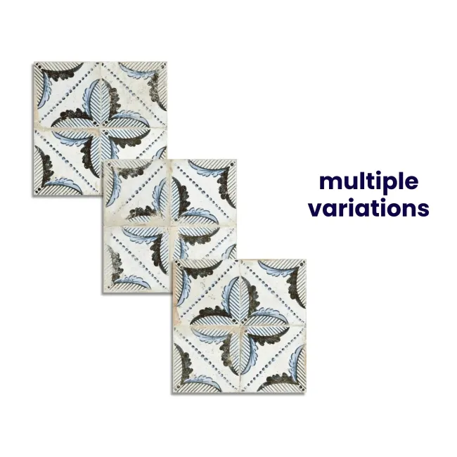 Floweret Floral Antique Multicolour Matt Patterned Floor Tiles