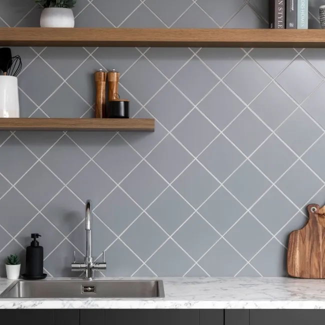Rico Grey Matt Flat Square Wall Tiles 150x150