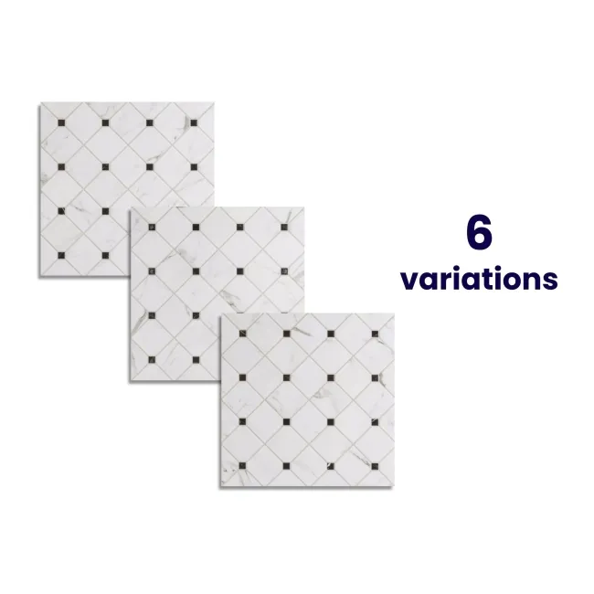 Canterbury Victorian White Matt Marble Patterned Tiles