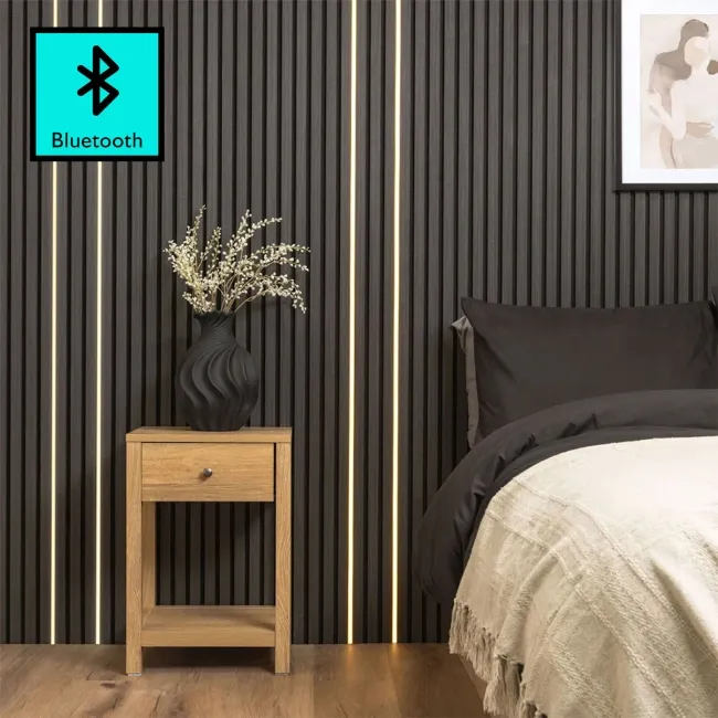 Trepanel Bright® Wall Panel Bluetooth LED Strip Lights With Black Casing - 2.4m Pack of 4