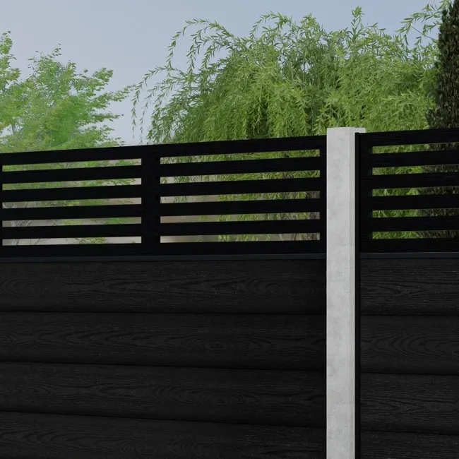 LuxeLine Composite Fence Panel Black - Slat Decorative Screen for Own Post