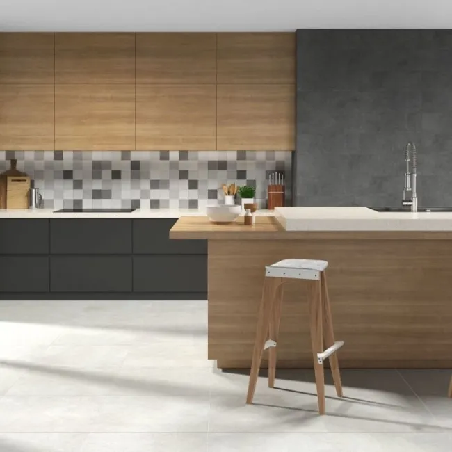 Uptown RLV Cold Light Grey Concrete Effect Ceramic Tiles