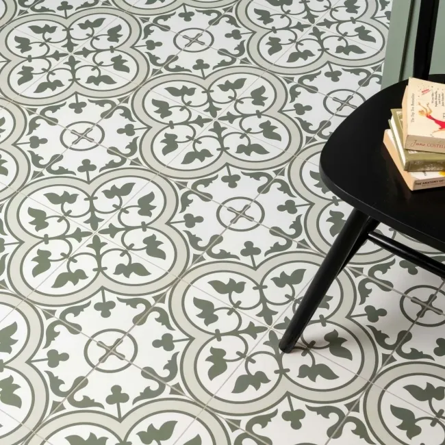 Ledbury Olive Green Pattern Wall and Floor Tiles