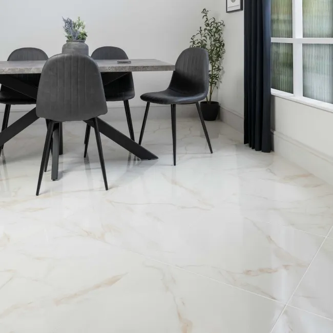 Cappella Gold Veined Gloss Marble Effect 605x605 Wall and Floor Tiles