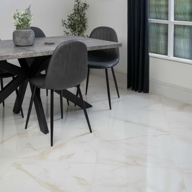 Cappella Gold Veined Gloss Marble Effect 605x605 Wall and Floor Tiles