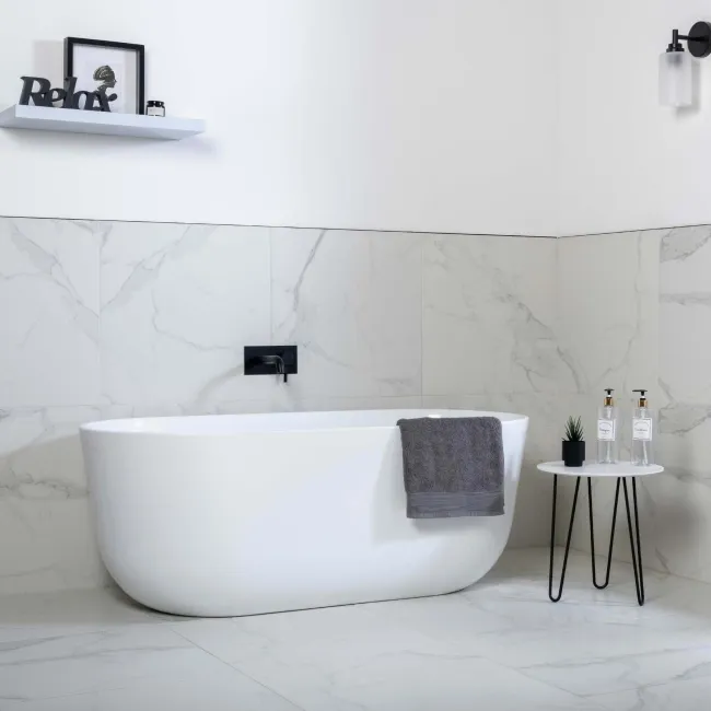 Cappella White Matt Marble Effect 605x605 Wall and Floor Tiles