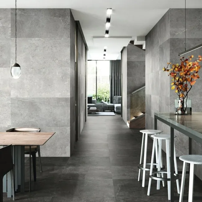 Zermatt Matt Steel Grey Stone Effect Floor Tiles