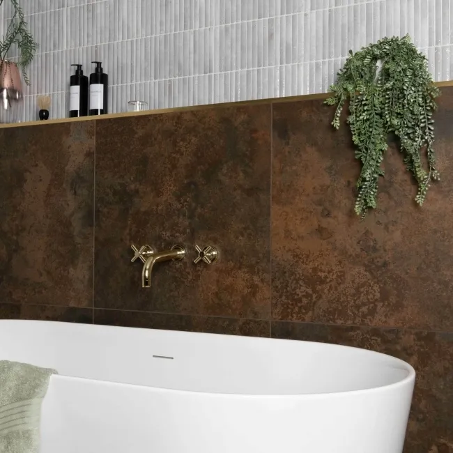 Foil Rust Metallic Brown Stone Effect 600x600 Tiles