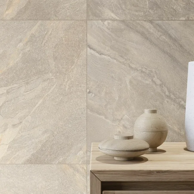Devoke Beige Matt Stone Effect Wall and Floor Tiles 597x597