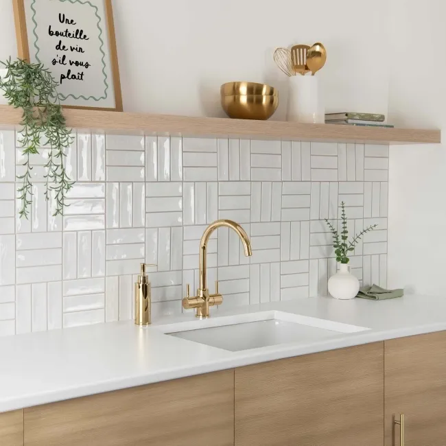 Hamlet White Gloss Brick Wall and Floor Tiles