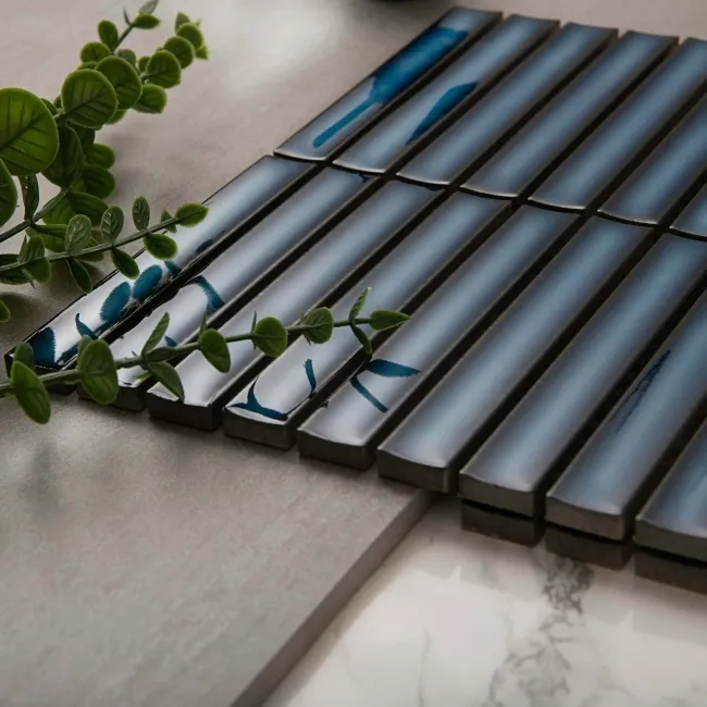 Spirit Marine Blue Gloss Kitkat Mosaic Porcelain Wall Tiles