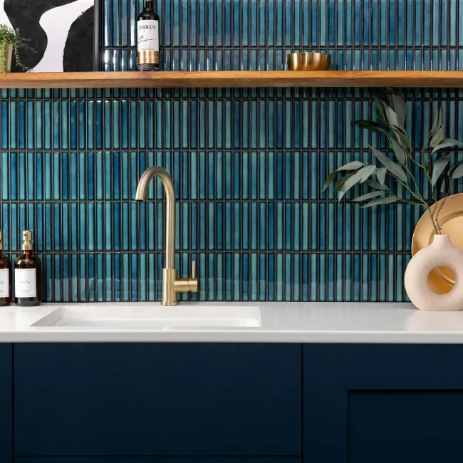 Spirit Ocean Mixed Blue Kitkat Mosaic Porcelain Wall Tiles