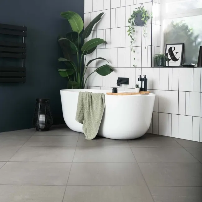 Lounge Matt Dark Grey Stone Effect 600x600 Floor Tiles