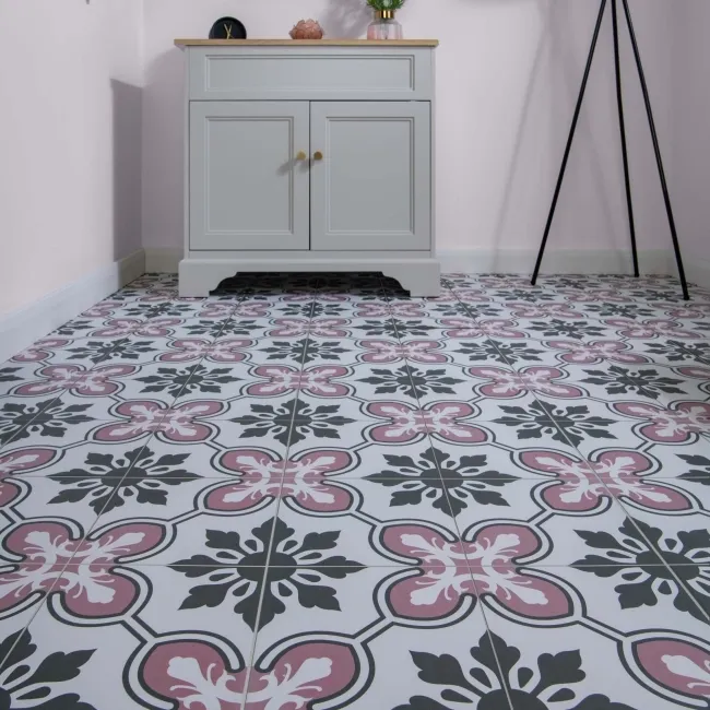 Fiore Pink Matt Patterned Wall and Floor Tiles