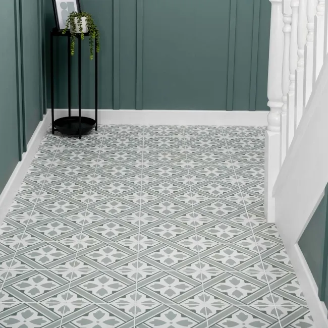 Mr Jones Green Matt Patterned Ceramic Wall and Floor Tiles