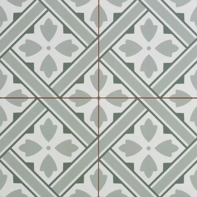 Mr Jones Green Matt Patterned Ceramic Wall and Floor Tiles