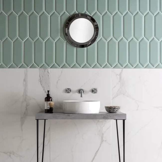 Pickett® Gloss Bevelled Green Mint Hexagonal Metro Tiles
