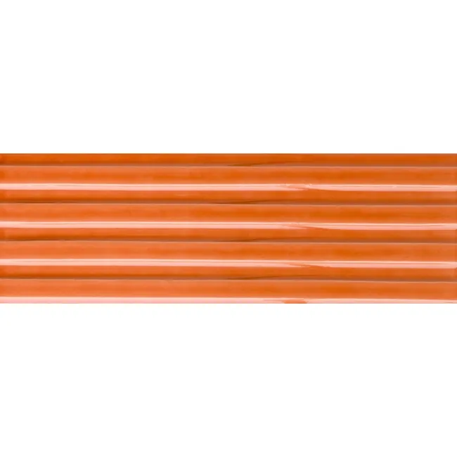 Ribbon Light Terracotta Orange Ridged Effect Ceramic Gloss Wall Tiles