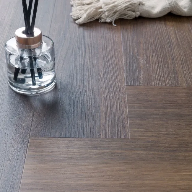Trepanel Lux Walnut LVT Wood Effect Herringbone SPC Vinyl Flooring