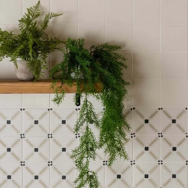 Dante Sand Cross Beige Matt Patterned Wall and Floor Tiles