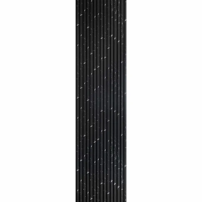 Trepanel Design® Black Marble Effect on Black Felt Acoustic Wood Slat Panels