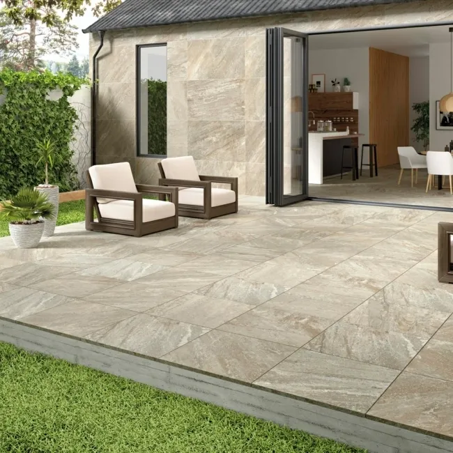 Icaria Ocre Brown Stone Effect 20mm Porcelain Paving Slabs