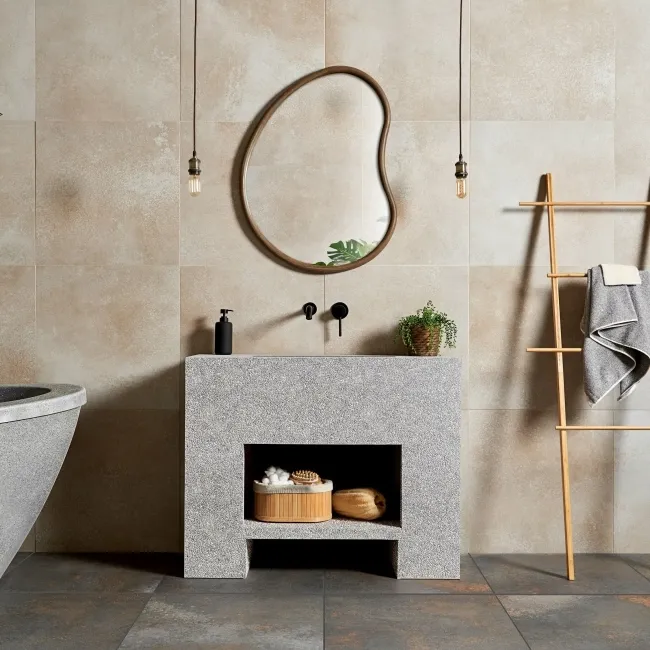 Yuri® Sand Beige 90% Recycled Stone Effect Tiles