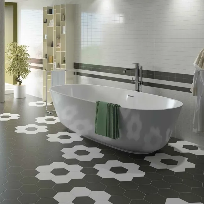 Saga Black Matt Hexagon Wall and Floor Tiles