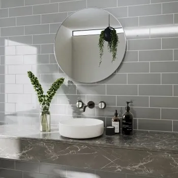 Linear Grey Gloss Brick Shape Wall Tiles 300x100